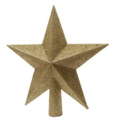 1x Gouden glitter ster piek kunststof 19 cm - kerstboompieken