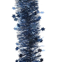 1x Donkerblauwe sterren kerstslingers 270 cm kerstboom versiering - Kerstslingers