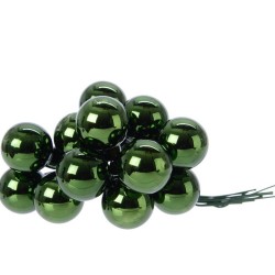 10x Donkergroene mini kerstballen kerststukje stekers 2 cm glans - Kerststukjes