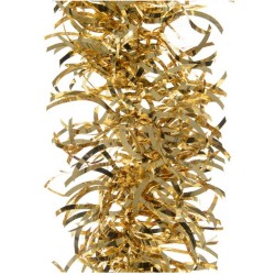 1x Gouden golf kerstslingers 10 cm breed x 270 cm kerstversiering - Kerstslingers