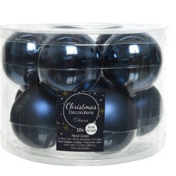 10x Donkerblauwe glazen kerstballen 6 cm glans en mat - Kerstbal