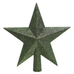 1x Donkergroene glitter ster piek kunststof 19 cm - kerstboompieken
