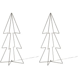 2x stuks verlichte figuren 3D kerstbomen / lichtbomen 91 cm voor buiten - kerstverlichting figuur