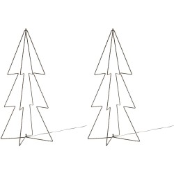 2x stuks verlichte figuren 3D kerstbomen / lichtbomen 91 cm voor buiten - kerstverlichting figuur