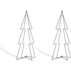 2x stuks verlichte figuren 3D kerstbomen / lichtbomen 72 cm voor buiten - kerstverlichting figuur