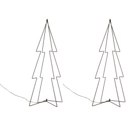 2x stuks verlichte figuren 3D kerstbomen / lichtbomen 72 cm voor buiten - kerstverlichting figuur