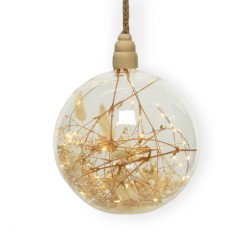 1x stuks verlichte glazen kerstballen met 40 lampjes koper/warm wit 20 cm - kerstverlichting figuur