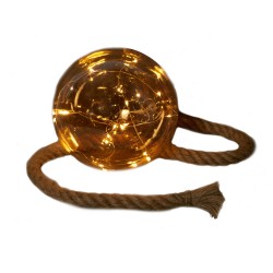 1x stuks verlichte glazen kerstballen aan touw met 15 lampjes goud/warm wit 18 cm - kerstverlichting figuur