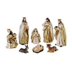 Set van 8 stuks kerststal beelden / kerstbeelden 12 cm kerstdecoratie - Kerststallen