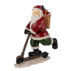 Clayre & Eef Beeld Kerstman 13x6x15 cm Rood Groen Kunststof Kerstdecoratie beeld decoratie Decoratieve Accessoires