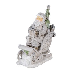 Clayre & Eef Beeld Kerstman 10x6x13 cm Grijs Kunststof Kerstdecoratie Grijs Kerstdecoratie