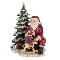 Clayre & Eef Beeld Kerstman 16x13x22 cm Rood Groen Kunststof Kerstdecoratie Rood Kerstdecoratie