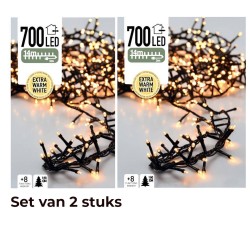 2x Kerstboomverlichting 14 Meter Warm wit - 700led voor binnen en buiten