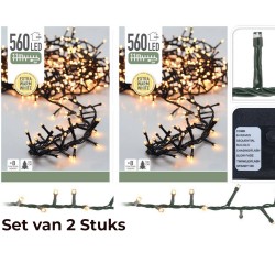 2x Kerstboomverlichting 11 Meter Warm wit - 560LED Voor binnen en buiten