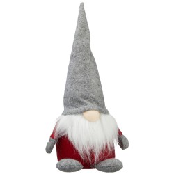 Pluche gnome/dwerg decoratie pop/knuffel met grijze muts 30 cm - Kerstman pop