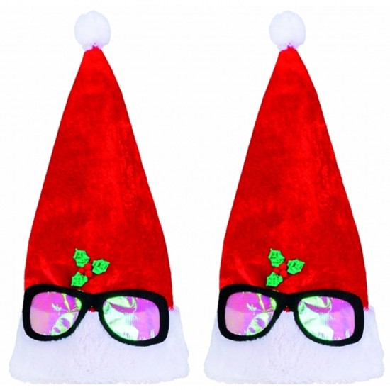 2x stuks fun Kerstmuts volwassenen met bril opdruk - Kerstmutsen