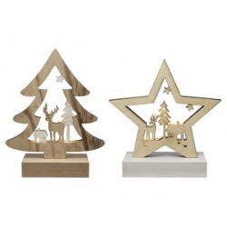 Deco kerstboom/ster met verlichting 17cm