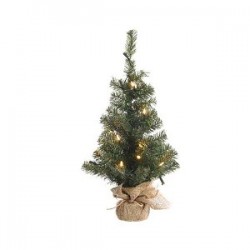 Everlands Mini kerstboom in jute zak 90cm groen/warm wit
