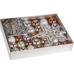 Home & Styling Kerstballen versierset kunststof 33 delig Winterkleuren